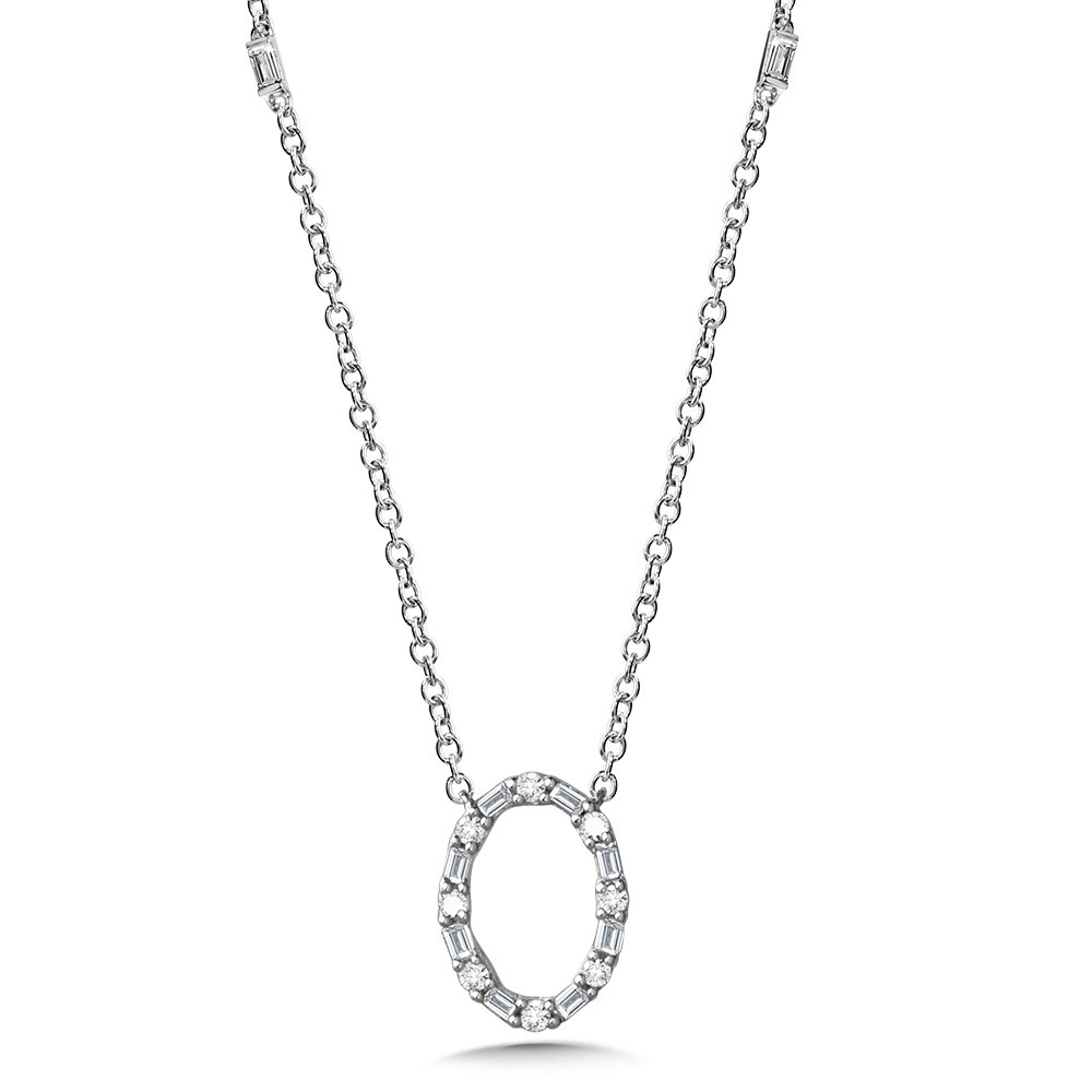 Oval Baguette Cut Diamond Necklace by Valina - PDD3141-W