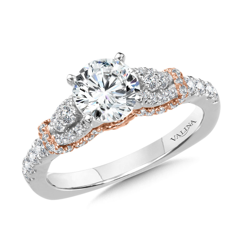 Rose and White Gold Diamond Engagement Ring by Valina - R1013WP
