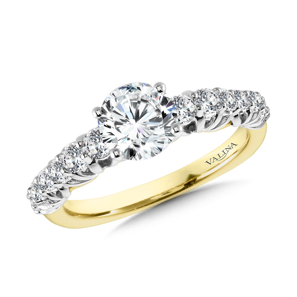 Yellow and White Gold Diamond Engagement Ring by Valina - R1016YW