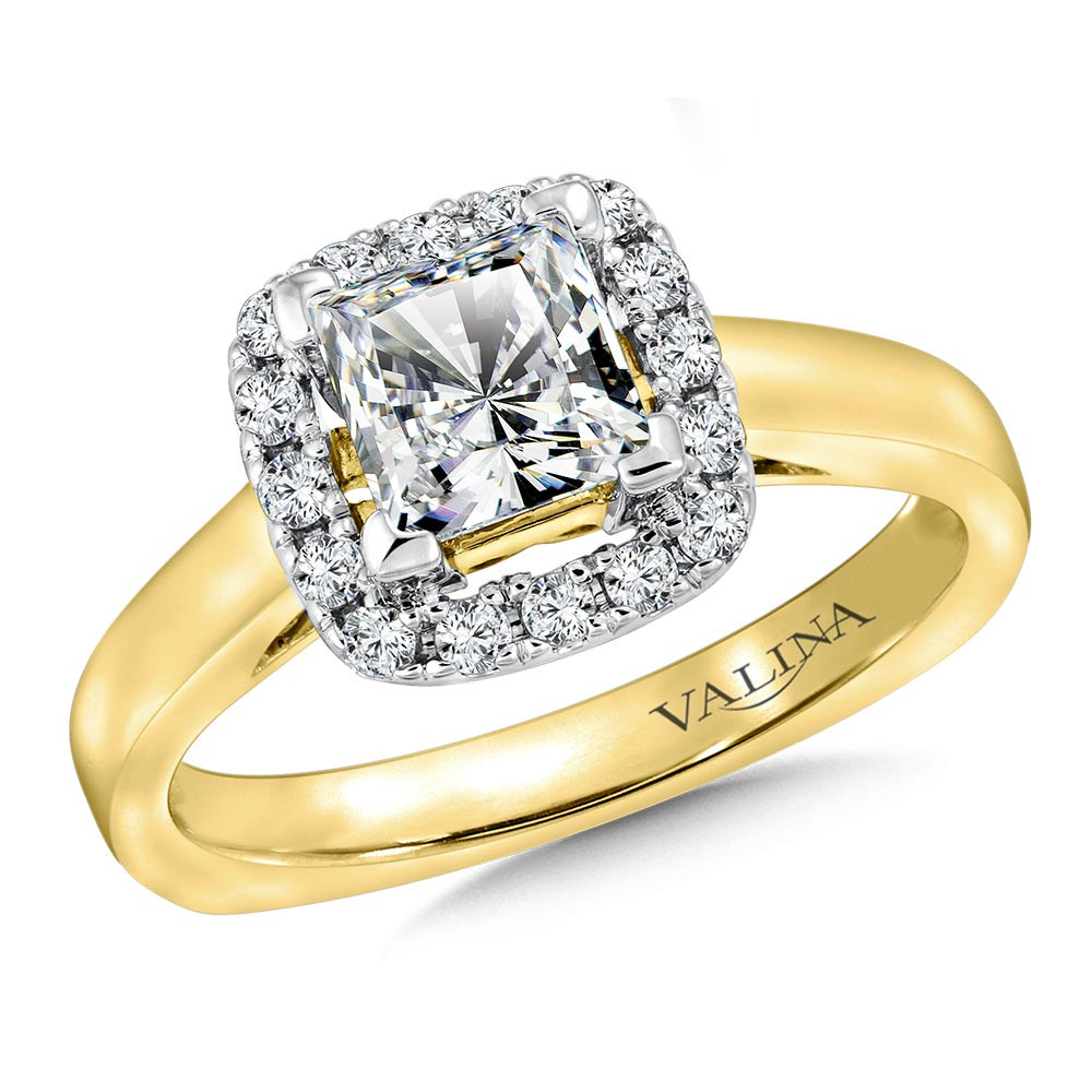 Princess-cut Diamond Halo Engagement Ring by Valina - R9312YW