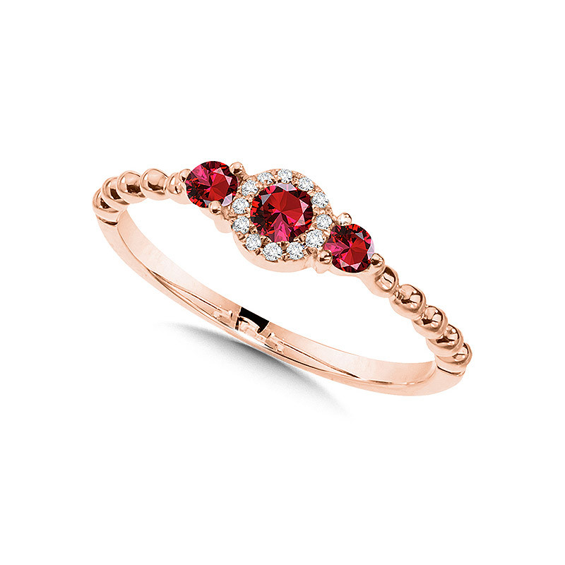 Rose Gold Diamond and Ruby Ring by Valina - CCR2558-P
