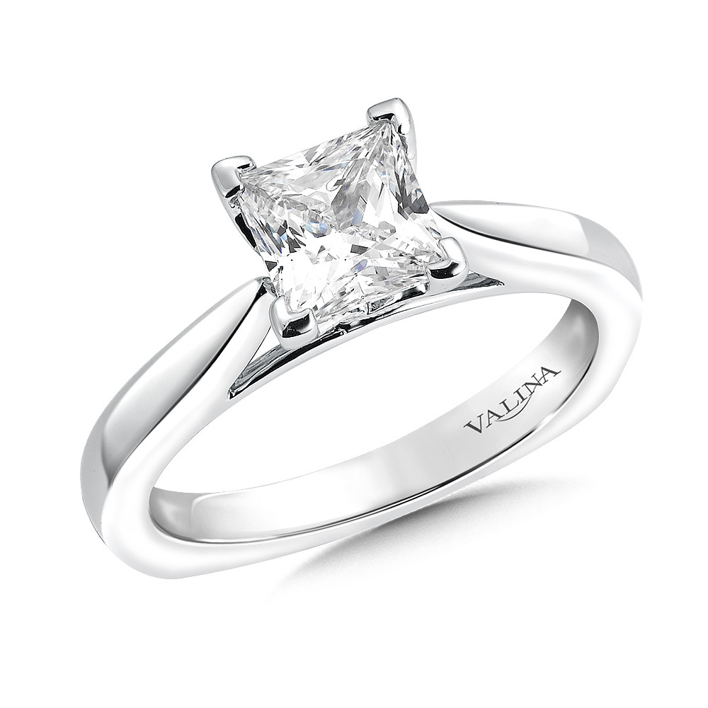 14k white gold diamond solitaire engagement ring - R9547W