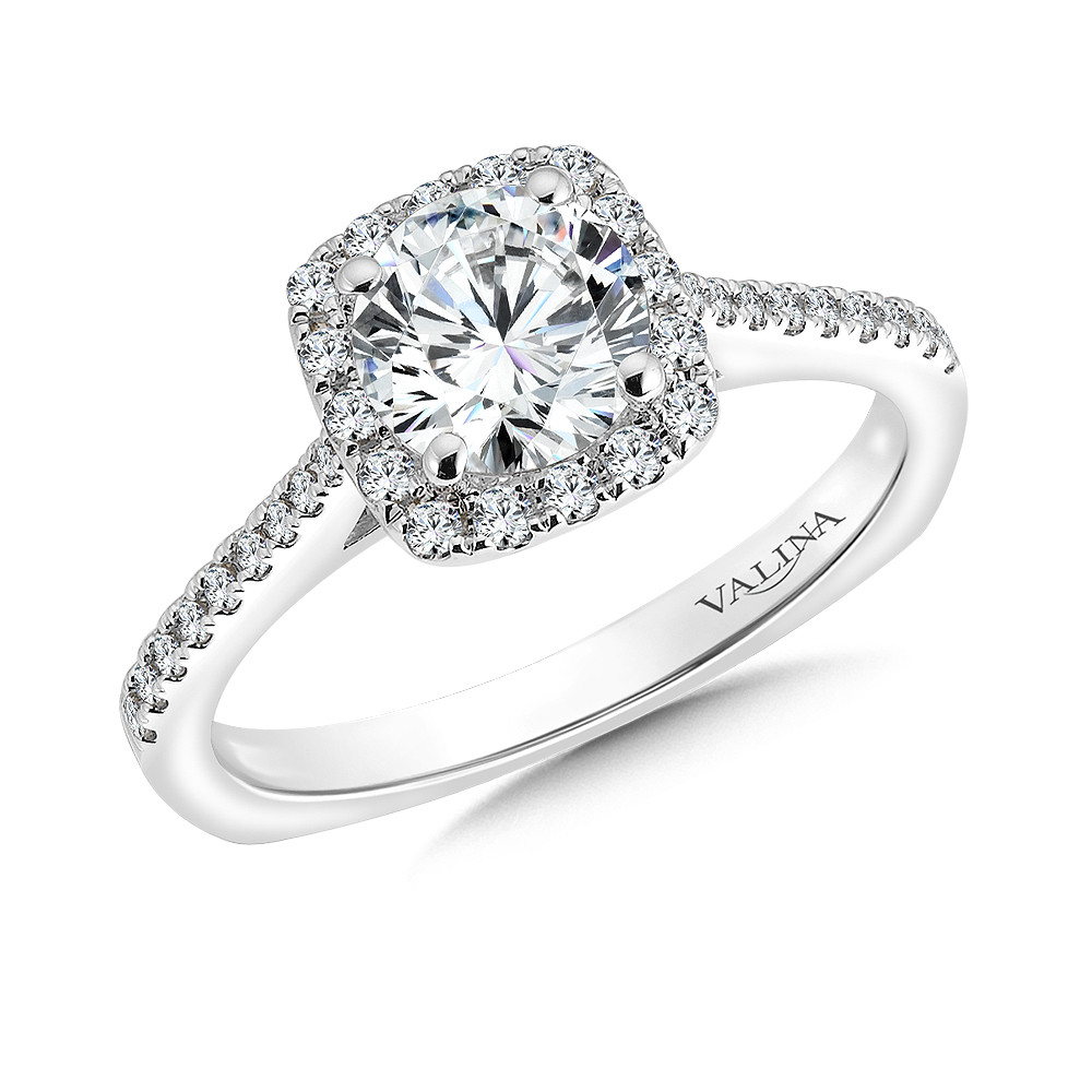 Valina Cushion Shape Halo Engagement Ring - R9542W