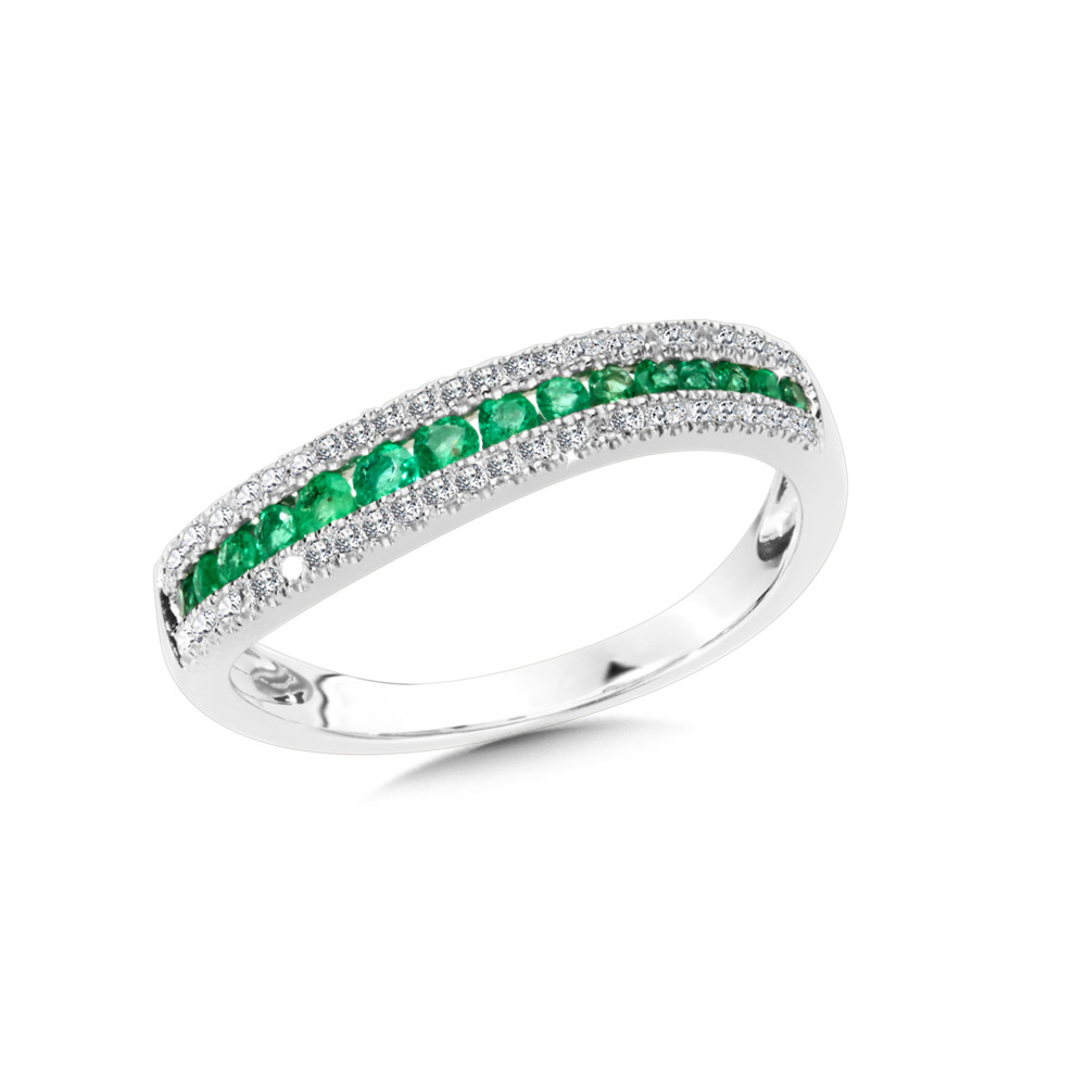 Diamond and Emerald Anniversary Band by Valina - CCE2547-W