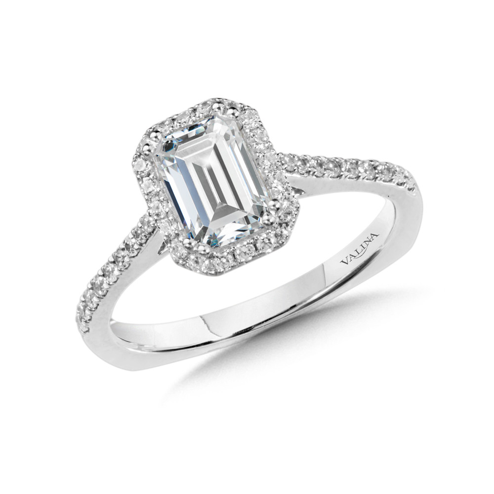 Valina Emerald Shape Halo Engagement Ring - R9991W