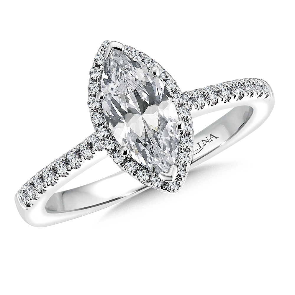 Valina Marquise Shape Halo Engagement Ring - R9524W
