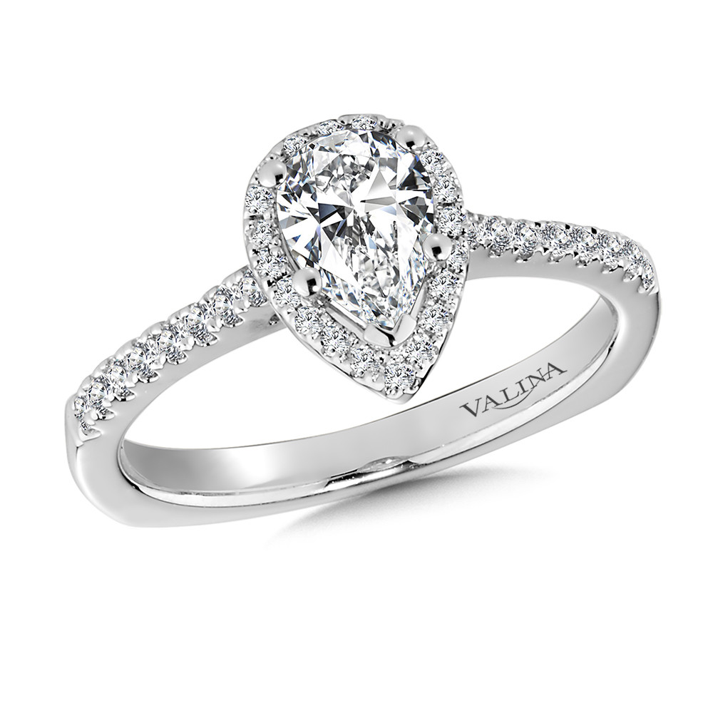 Valina Pear Shape Halo Engagement Ring - R9921W