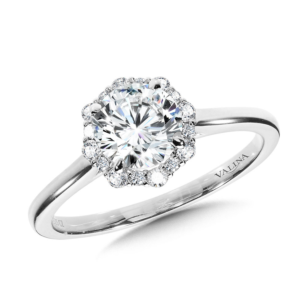 Valina Modern Halo Engagement Ring with Round Shank - R1115W-SR