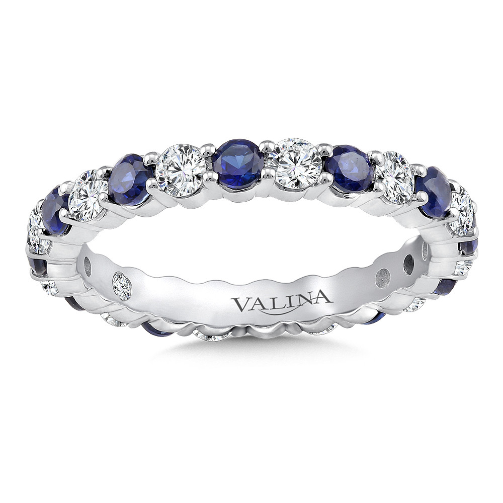 Diamond and Sapphire Eternity Style Wedding Band by Valina - R9704BW-6.5