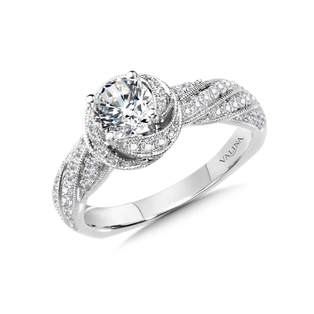 Spiral Halo Engagement Ring by Valina - R1006W