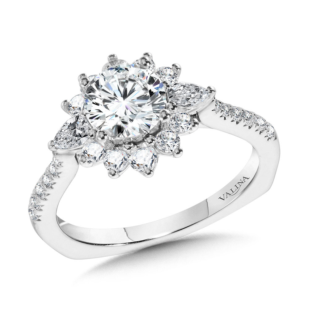Valina Statement Diamond Halo Engagement Ring - R1114W
