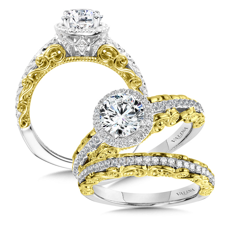 Valina White & Yellow Gold Bridal Set - R1025WY