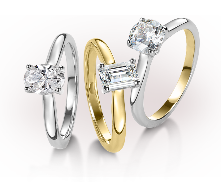 Rose, White or Yellow Gold Engagement Rings